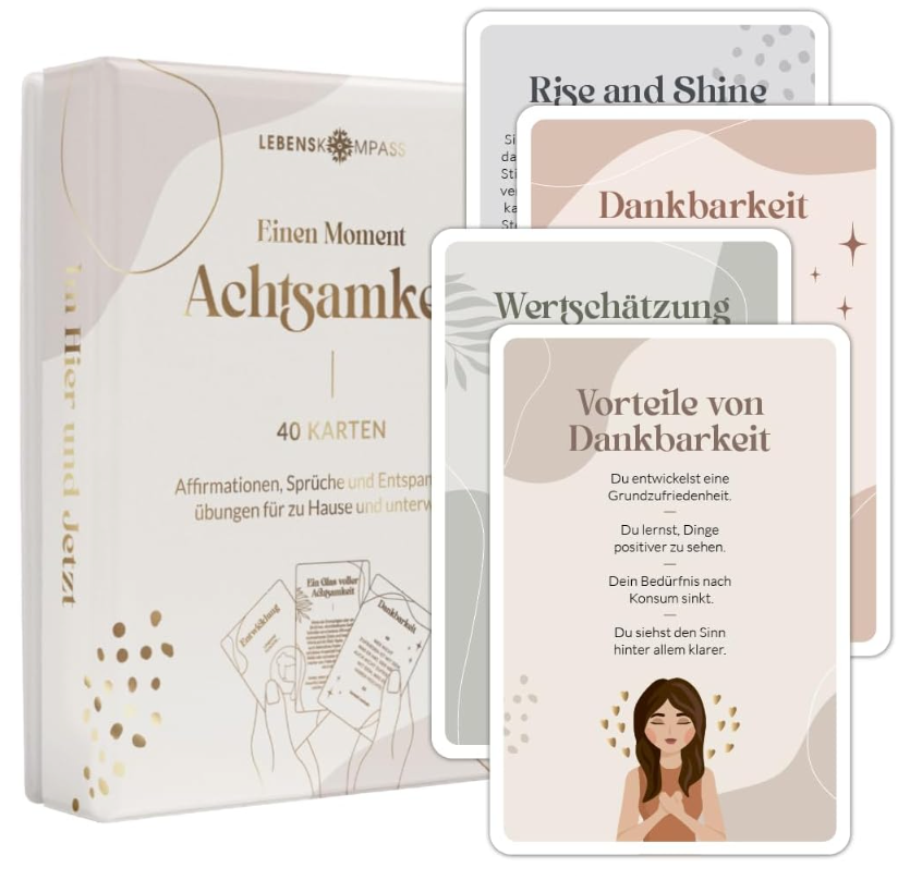 LEBENSKOMPASS – 40 Achtsamkeitskarten mit positiven Affirmationen